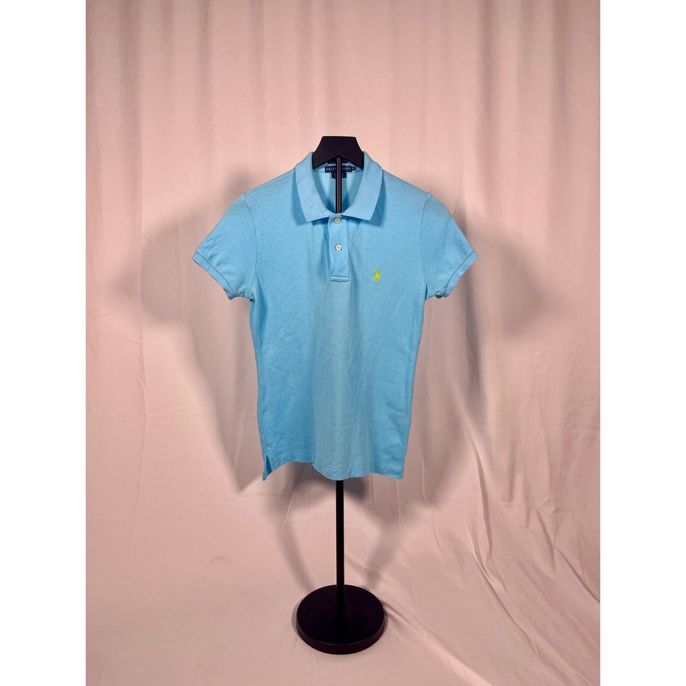 Ralph Lauren The Skinny Polo Women's Medium Blue Short Sleeve Preppy Top